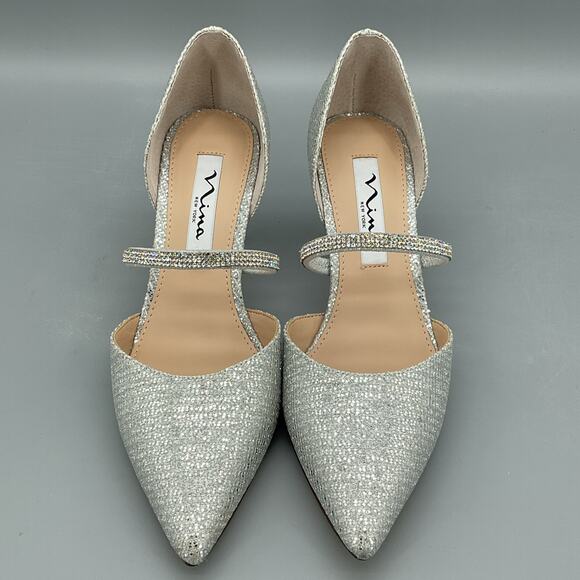 NEW Nina Women’s Brystol Evening Pumps Silver Size 5.5M - Picture 3 of 10